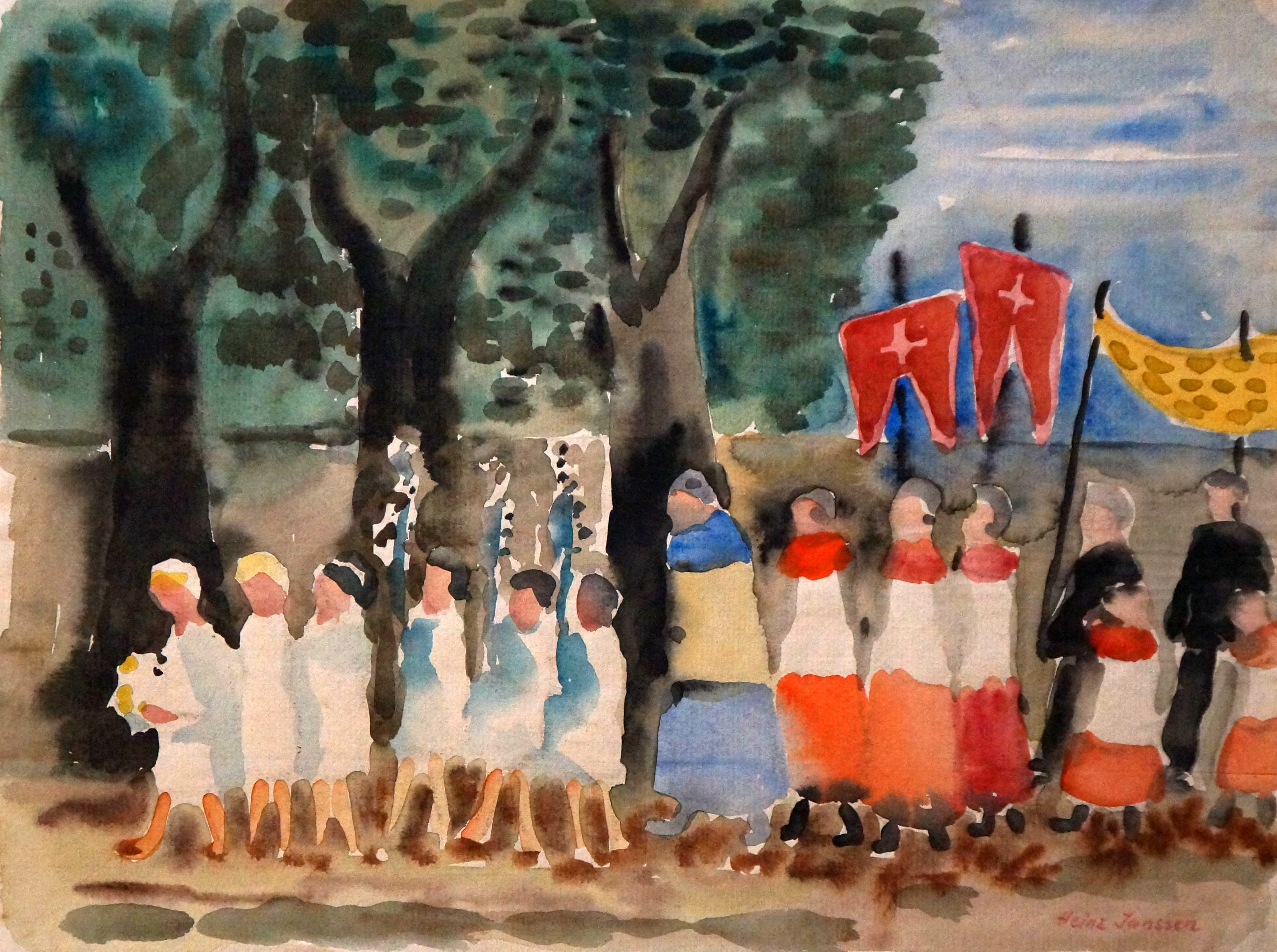 Prozession Aquarell